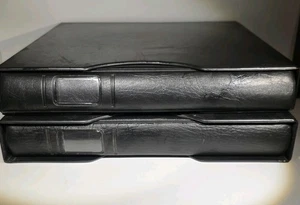 2 album monete Lindner raccoglitore 18 anelli in pelle nera con coperchio antipolvere conservazione 12"x12" - Foto 1 di 7