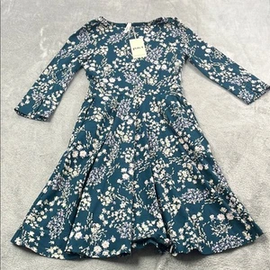 NEW PACT S Floral Organic Cotton Celestial Wildflowers Fit & Flare Tulip Dress - Picture 1 of 13