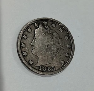 1883 W/C "Without Cents: Liberty Head "V" Nickel/5 CENTS ~ Scarce Date - Picture 1 of 2