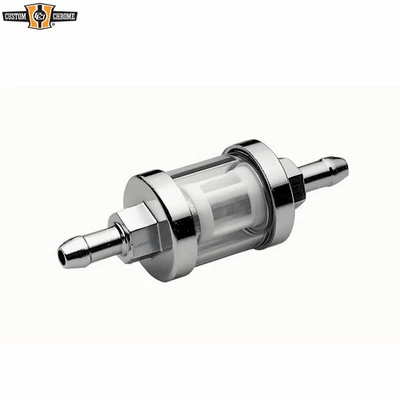 Motorcycle Chrome See-Flow Glass Fuel Filter Fit For 5/16" line - Image 1 of 2