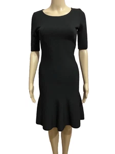 ST JOHN Black Wool Blend Knit Flared Hem Formal Party Dress UK 4 US 0 XXS EUC - Picture 1 of 20
