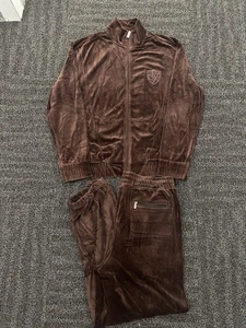 Chándal de terciopelo vintage Sean John para hombre XL marrón chaqueta pantalones Y2K hip hop - Imagen 1 de 18