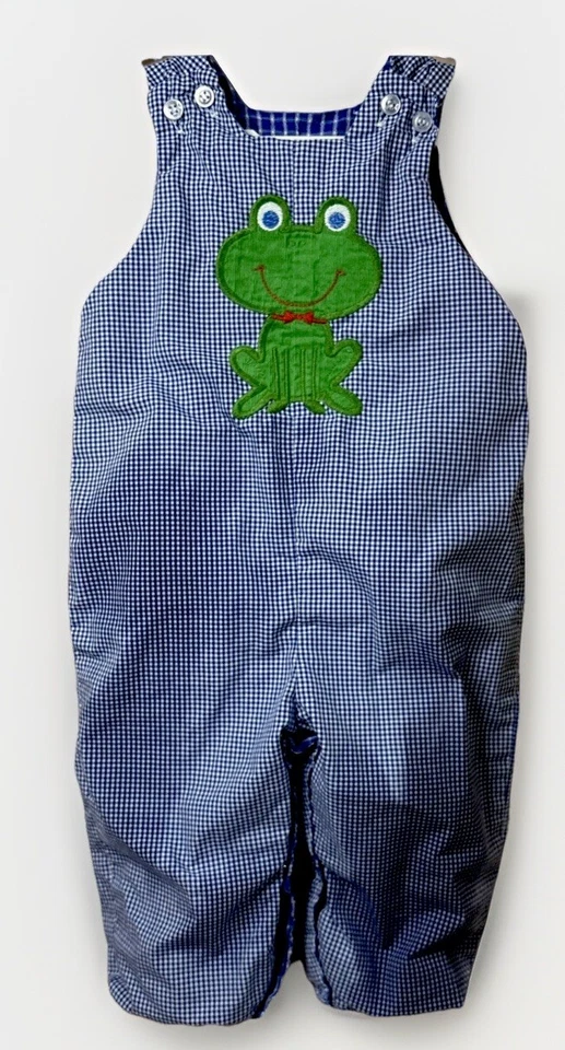 The Bailey Boys Reversible Longalls Jon Jon Overalls 9 Mos Cotton Frog/Christmas Foto 1 de 4