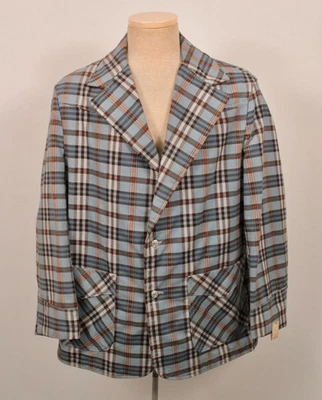 Blazer/chaqueta occidental a cuadros azul talla grande 44 años 70 NOS de colección para hombre años 70 Foto 1 de 4