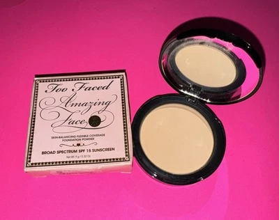 Too Faced Amazing Face Foundation Pressed Powder Compact Warm Vanilla NEW - Image 1 of 4