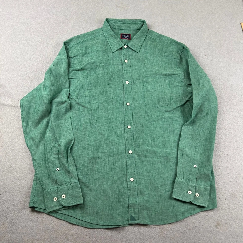 Untuckit Shirt Mens XXL Green Linen Wrinkle Resistant Button Up Long Sleeves - Image 1 of 4