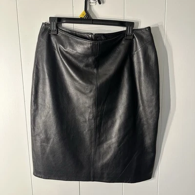 Wilsons Pelle Studio Black Genuine Leather Pencil High Waisted Skirt Size 14 - Image 1 of 4