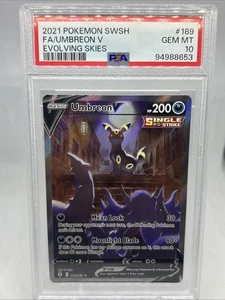 Pokemon 2021 Umbreon V 189/203 Alt Art Cieli in Evoluzione GIOCO PERFETTO COME NUOVO PSA 10 - Foto 1 di 2
