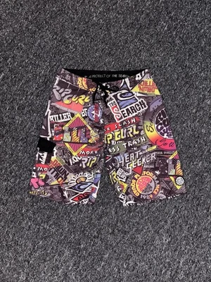 Vintage Ripcurl Y2K Surf Swim Board Graphic Shorts Trunks Graffiti Print Size 28 - Image 1 of 4