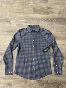 RHONE NEW Blue Plaid State of Mind Slim Fit Performance Button Down Shirt Small - Picture 1 of 9