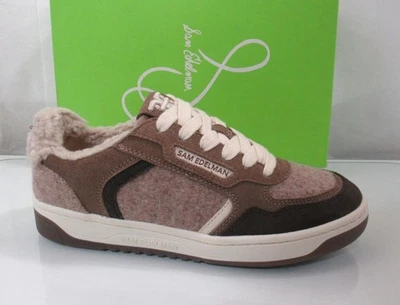 Women's Shoes Sam Edelman Harper Cozy Lace Up Sneakers Taupe Fabric Size 7 - Image 1 of 4