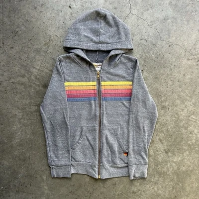Sudadera con Capucha Aviator Nation Niños Talla 8 Cremallera 5 Rayas Arco Iris Hecha en EE. UU. Foto 1 de 4