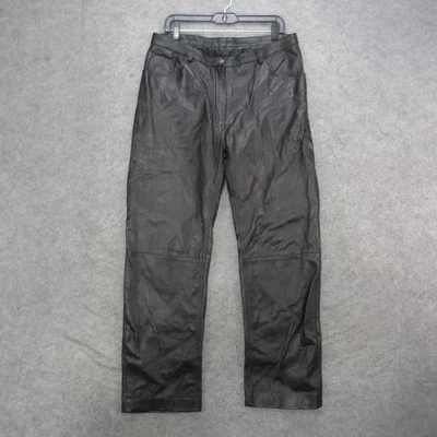 NDK 纽约皮裤女式 XL 黑色 5 口袋直筒真皮 — 第 1/4 张图片