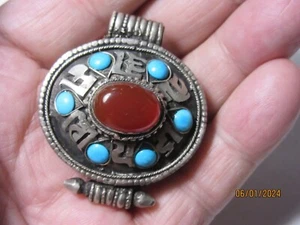 Prayer Box Word Turquoise Red Gem Pendant Collectible PBWTRP-36 - Picture 1 of 9