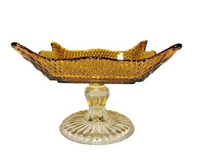 Vintage Studio Silversmith Amber Glass Trinket Candy Dish Stem - Image 1 of 4