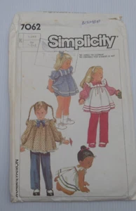 Simplicity 7062 Toddler Tops Apron Sundress Pants panties Vintage 1985 Part cut - Picture 1 of 17