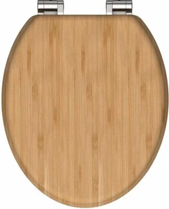WC-Sitz Bambus mit Absenkautomatik Toilettensitz Bad Metallscharniere B-Ware - Bild 1 von 3