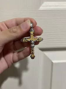 TRIPLE CROSS PENDANT IN STAINLESS STEEL HAS A HIGH POLISHED FINISH - Picture 1 of 3