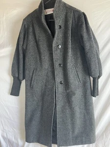 Beautiful Ladies Stephanie Mathews Charcoal Gray Long Wool Coat - Picture 1 of 7