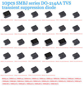 10pcs SMD SMBJ5.0A-SMBJ180A Series DO-214AA TVS transient suppression diode