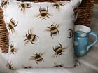 Handmade cushion cover Bumblebee design vintage style traditional linen blend