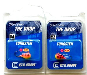 2 PACKS CLAM The Drop Tungsten Jig Chart Spotted Back Pink Glow 7/64oz #10 Hook - Picture 1 of 19