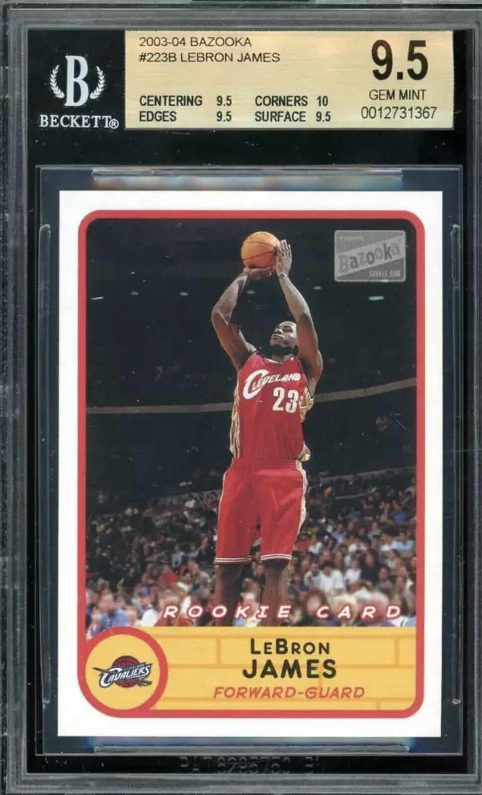 2003 Bazooka Lebron James RC #223 Red Jersey🏀BGS 9.5 w/ 10 9.5x3 Subs.