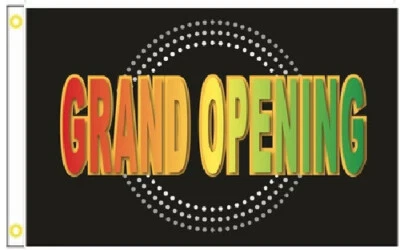 3x5 GRAN APERTURA NEGRO LETRAS NEÓN Bandera Negocios Banner Publicidad 100D Foto 1 de 3