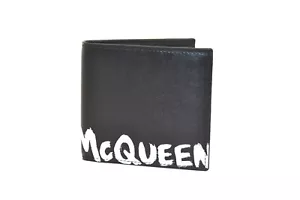 Alexander McQueen Negro Cuero Pintado Logo Estuche Hombre Nuevo - Imagen 1 de 5