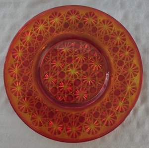 Daisy & Button Amberina (Cadmium) Glass Lunch Plate by Smith Glass - Picture 1 of 4