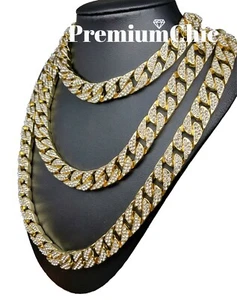ICED Miami Cuban Choker Link Gold Plated CZ Necklace Or Bracelet Hip Hop Chain - Picture 1 of 12