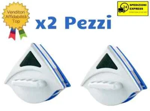 2 PEZZI LAVAVETRI MAGNETICO PROFESSIONALE PULISCI FINESTRE VETRINE CON CALAMITA - Foto 1 di 15