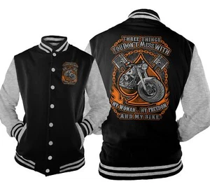 Herren College Jacke 3 Thing never Touch Biker Motorradfahrer TT20420CJ - Picture 1 of 1