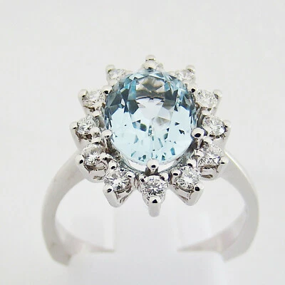 Ring Gold 585er Aquamarin Brillanten 14 kt Goldschmuck Diamanten Edelsteine - Bild 1 von 4