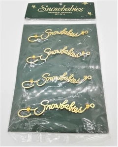 Snowbabies Ornament Holders Set Of 4 Rare Department 56 New Old Stock Gold - Picture 1 of 6