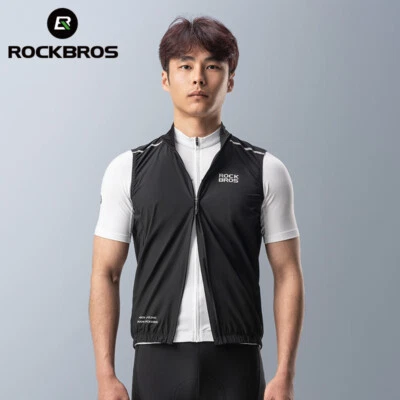 ROCKBROS Men Cycling Vest Sleeveless Windproof Breathable Rainproof YKK Zipper - Image 1 of 4