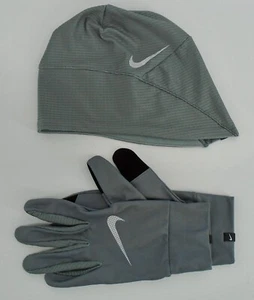 Nike Essential Running Hat and Gloves Set Men's L/XL Touch Screen Smoke Grey - Picture 1 of 11