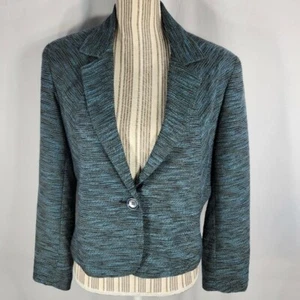 dressbarn Blue & Tan Striped One Button Lined Blazer Size Petite Large - Imagen 1 de 10