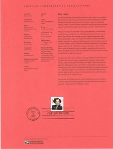 #0921 78c Mary Lasker Stamp #3432B Souvenir Page - Picture 1 of 1