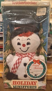 Vintage Knickerbocker Holiday Miniatures Snowman Plush, NIP 1973, Read Below - Picture 1 of 4