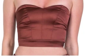 Forte Forte Bustier Cropped Top - Choc Brown - Size 0 - UK 4 - Picture 1 of 4