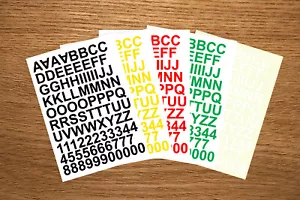 1"", 2"", 3"", 4"", 5"" SELBSTKLEBENDE VINYL BUCHSTABEN ZAHLEN OBEN/UNTEN AUFKLEBER - Bild 1 von 6