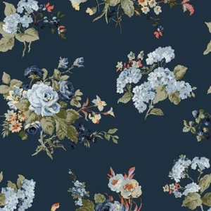 Laura Ashley Wallpaper Rolls Strippable Rosemore Floral in Midnight Seaspray - Picture 1 of 4