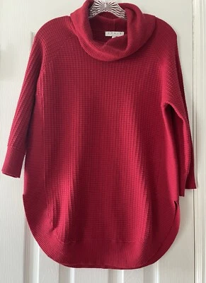 Chaus New York Women’s Size Small Red Cowl Turtleneck Waffle Knit Sweater - Image 1 of 4