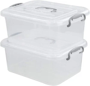 2 Packs Storage Bin with Lid, 8 Liter Plastic Box Set - Picture 1 of 7