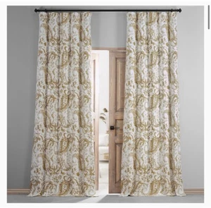 Half priced Drapes Dark Mustard Paisley Curtains NWT 50x108 - Picture 1 of 5