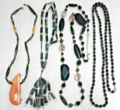 Divertida idea de artesanía. collar clip papel, cuentas cristal negro, + collar grueso Avon Foto 1 de 4