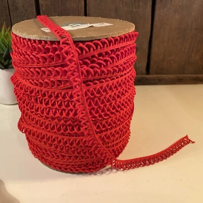 1/2英寸宽复古红色人造丝环边装饰旧店库存 — 第 1/3 张图片