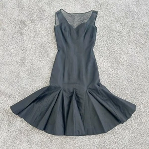 Vintage mesh dress midi sleeveless Fit N Flare Mermaid Cut Black Side Zip 60s 70 - Picture 1 of 10