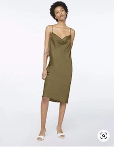 BNWT FRAME Cowl Neck  Slipdress size L Army Green - Picture 1 of 11